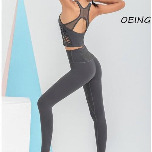 Sport Yoga Seamless 2 Piece Sets Mesh Bras and Leggings Fitness Suits Sexy Hollow Out Workout Sets
