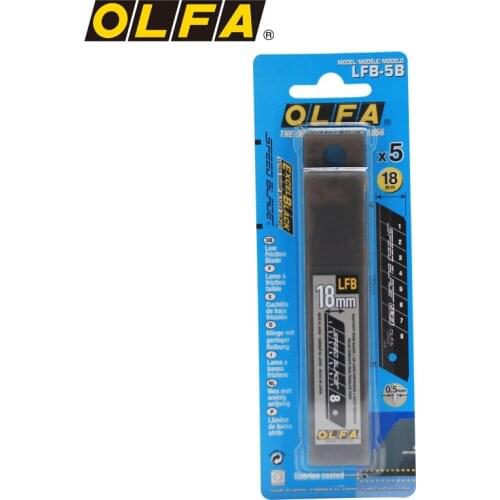 OLFA heavy-duty cutting knife 18mm fluorine-coated cutting black blade 5 pieces blister pack OLFA LFB-5B