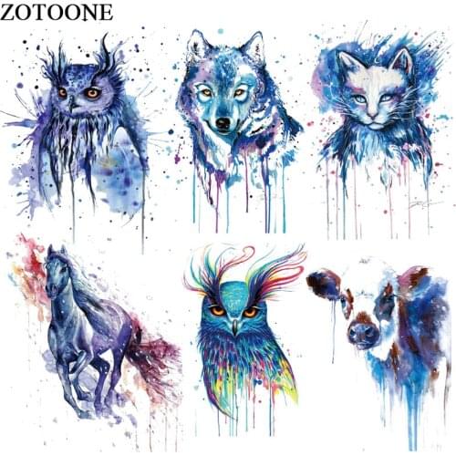 ZOTOONE Colorful Dog Cat Owl Patch Jeans Iron on Transfer for Clothes T-shirt Dresses DIY Thermal Transfer Animal Sticker E