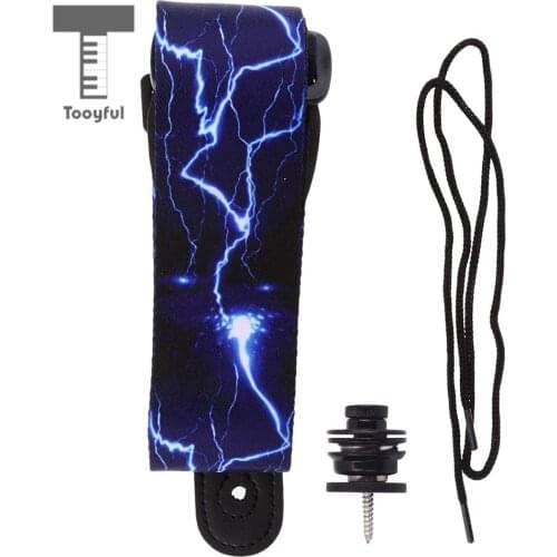 Tooyful Adjustable Polyester Guitar Strap Belt with PU Leather End + Metal Strap Lock for Guitar Bass Replacement Parts