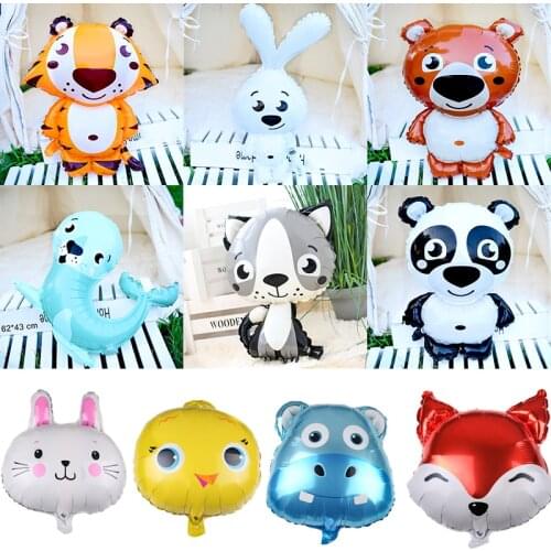 1pcs Animal Balloons Raccoon Fox Panda Rabbit Foil Helium Balloon One Birthday Jungle Party Decor Boy Baby Shower Kids Toys Ball