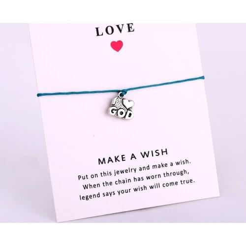 I Love God Cross Charm Bracelets Rope Chain Jewelry Women Men Boy Girl Unisex Jewelry Friendship Christmas Gift Drop Shipping
