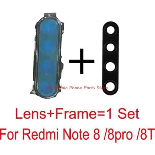 10 Sets For Xiaomi Redmi Note 8 Pro 8pro 8T Note8 Rear Camera Lens Glass Housing Back Cover With Frame Holder Repair Spare Parts