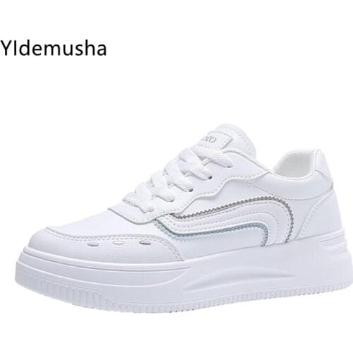 2021 Fashion Shoes Womens Vulcanize Shoes Spring New Casual Classic PU Leather Shoes Autumn Women Casual White Shoes Sneakers