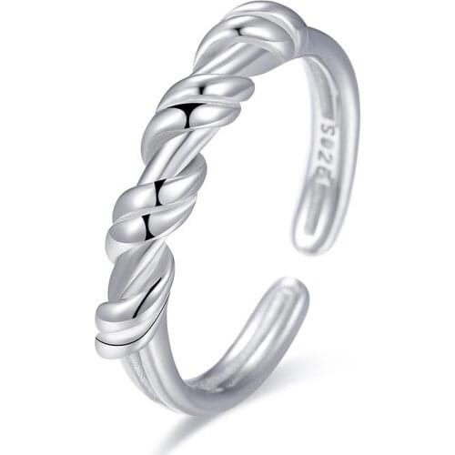 MIQIAO 925 Sterling Silver Twine Bind Vintage Boho Rings for Women Wedding Mothers Day Friends Gift Fashion Jewelry Aesthetic