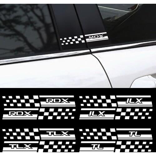 2PCS Car styling Door Window B Pillar Decals Car Body Trim Sticker For ACURA MDX ILX RDX TLX TLX RL Emblem Decoration Decal