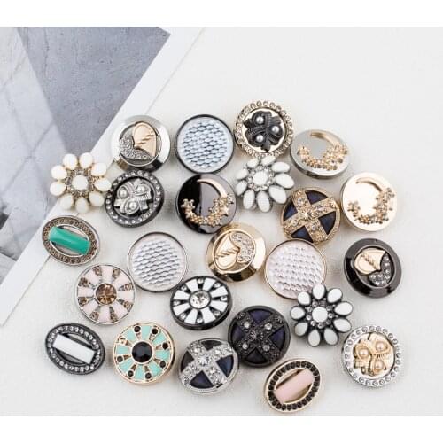 5pcs High-end metal Diamonds buttons oval woolen overcoat sweater of clothes buttons Sewing Handwork accessories