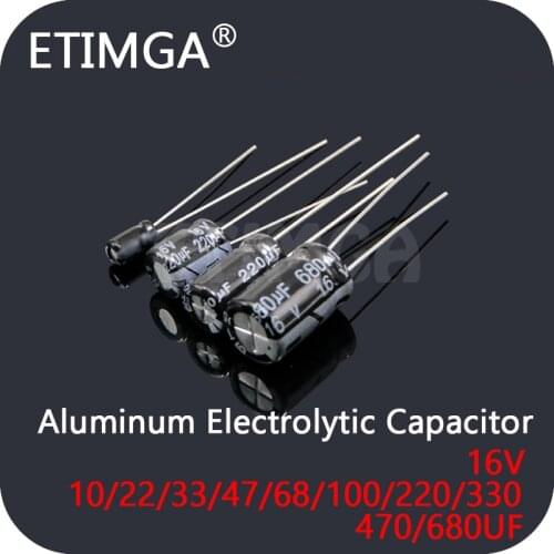 Aluminum Electrolytic Capacitor 16V 10UF 22UF 33UF 47UF 68UF 100UF 220UF 330UF 470UF 680UF DIP Good Quanlity in Stock