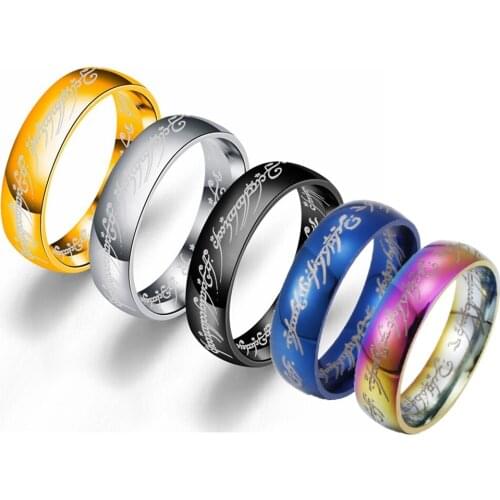 BAECYT Midi Ring Stainless Steel One Ring Of Power Movie Of Ring Lovers Women Men Blue Black Gold Silver Jewelry Dropshipping