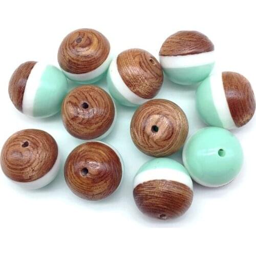 Natural Polyresin Matte Beads Spacer with Wooden Bead Fancy Jewelry 23 mm Round For DIY Jewelry Making