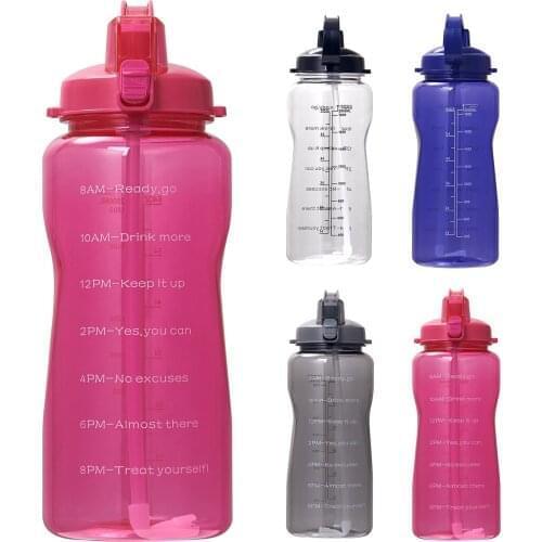 2L Large Capacity Tritan Water Bottle With Time Maker BPA Free Sports Drink Bottles Protein Shaker GYM Fitness Water Bottles