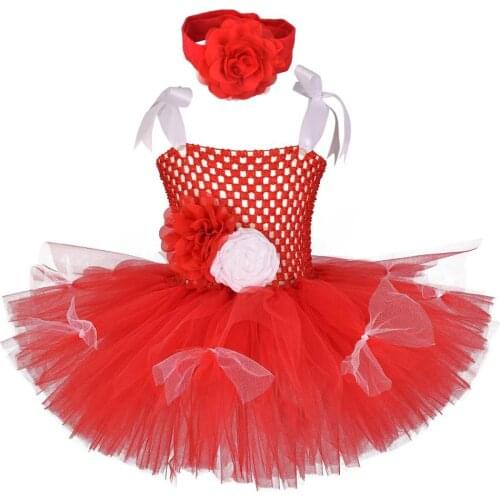 Girls Red Tutu Dress Baby Girl Birthday Party Dresses Kids Valentines Day Costume Toddler Photo Dress 1-12Y
