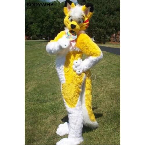 Long Fur Husky Dog Fox Fursuit Furry Costume Cosplay Mascot Costume Fursuit Halloween Suit Birthday Party Outfit Dress New