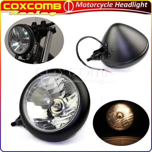 Black/Chrome H4 12V 60 / 55W Motorcycle Headlights For Harley Sportster Dyna Softail Fat Boy Front Hi/Lo Beam Head Lamp
