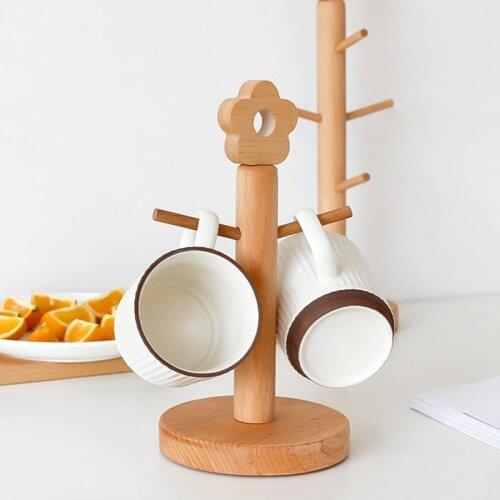 New Rack Jewelry Hanger Bracelet Holder Mug Cup Holder Beech Wood Cup Holder Storage Racks Household Cup Japanese Solid Wood Cup