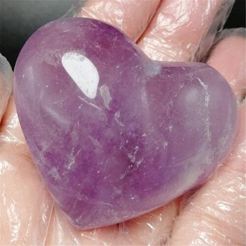 Hot purple quartz crystal heart shape stones and minerals amethyst heart gift healing home decor