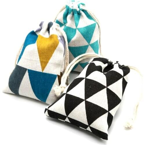 Wholesale 2pcs/lot Colorful Cotton Bags 14x16cm Wedding Decoration Linen Gift Bag Cute Watch Jewelry Packaging Bags Pouches