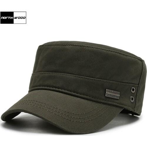 NORTHWOOD 2021 Solid Military Hats Brand Summer Baseball Cap Unisex All Cotton Flat Top Hat Fashion Army Trucker Caps For Adult
