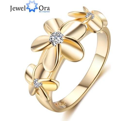 Gold-Color Rings For Women Wedding Ring 5 6 7 Size Trendy Ring Female Decoration Carnation Zircon Vintage Mothers Day Gift 2018