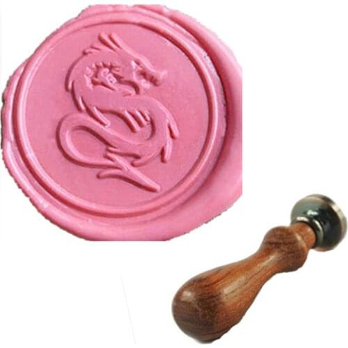 MDLG Vintage Cool Dragon Custom Personalized Letter Picture Logo Retro Invitation Wax Seal Stamp Rosewood Handle Set