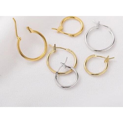 Copper 14K Real Gold Plating Earring Round Simple Ear Hook Earrings 20mm 10pcs/lot For DIY Earrings Jewelry Making Accessories