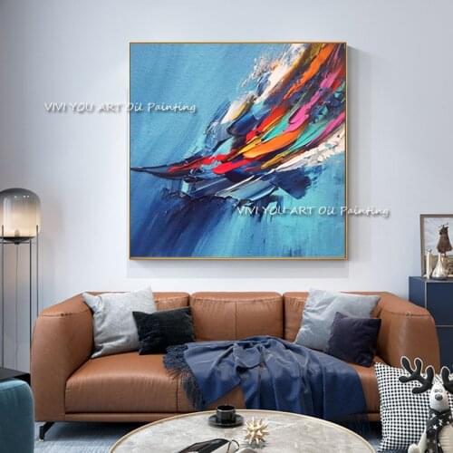 Fashion Wall Art Hand-painted Rich Colors Abstract Oil Painting on Canvas Brush Knife Abstract Oil Painting for corridor