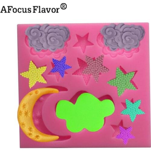 Moon stars propitious clouds shape Silicone Mold for wedding birthday cake clay Resin gumpaste Chocolate DIY baking tools