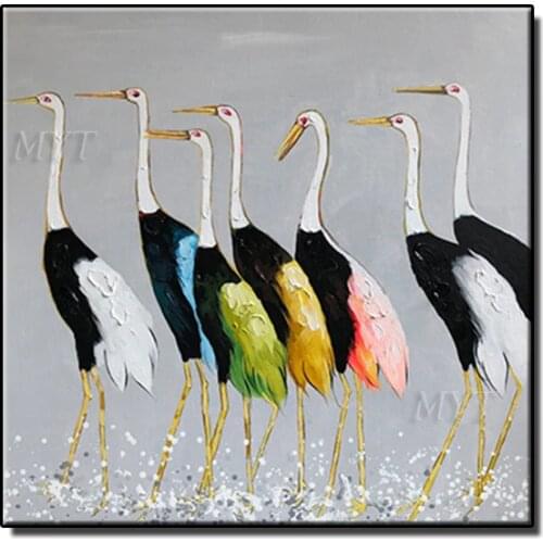 MYT A Flock Of Red-crowned Cranes 100% Handpainted Large Oil Painting On Canvas Abstract Home Wall Decor Art Picture Unframed