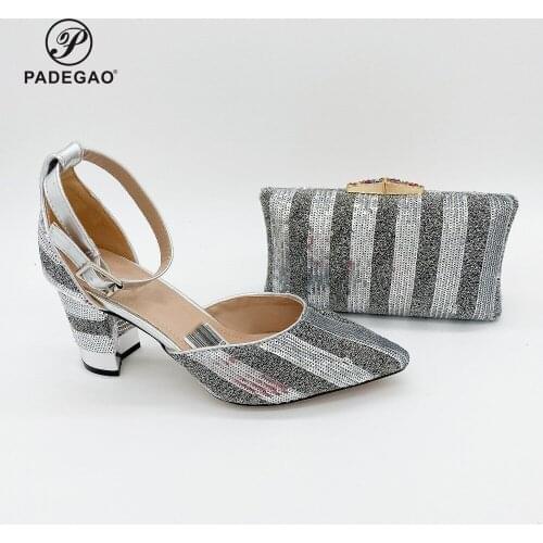 Latest italian shoes with matching bags 8CM african shoes and bags matching set for party italian shoes and bags set