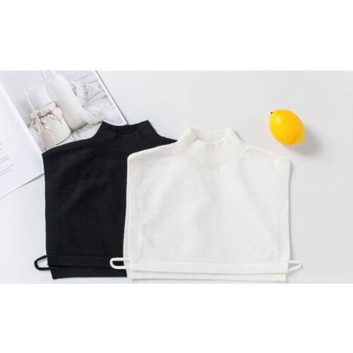 Ruffles Fake Collar Shoulder Wrap Casual Knitted Fake Tops Decor Collar Turtleneck Sweater Detachable Stand Collar