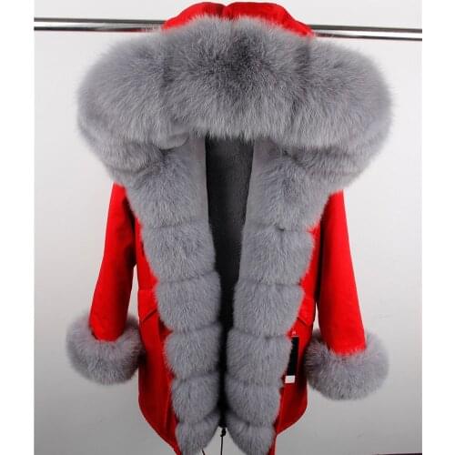 Maomaokong 2021 natural real fox fur collar coat women winter jacket outwear parkas