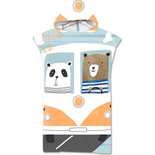 New Cute Animal Printed Microfiber Beach Poncho Towel Swimming Beach Surf Adult Towel With Hooded Bathrobe Beachwear 75*110cm