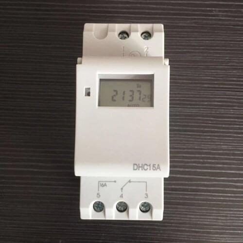 DHC15A Weekly Programmable Digital Timer Switch DIN RAIL 16A 220VAC Electronic Time Relay Control 7 Days