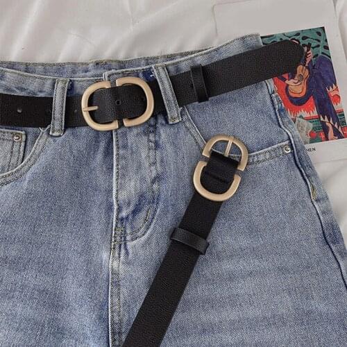 2021 New Belt Women Metal Pin Buckle Waist Belt Black Adjustable PU Leather Belts For Girls Jeans Pants Straps