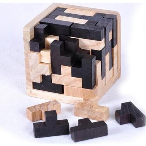 Russia Educational Wood Luban cube Lock For Adults Kids Magic Cube 3D Puzzle Kong Ming rock kids birthday Christmas gift