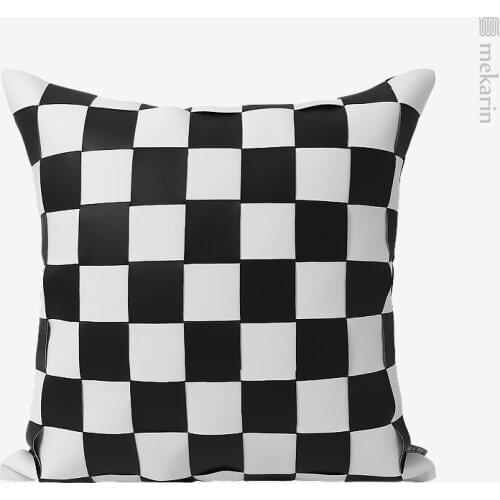 Light luxury black and white woven stitching pillow sofa bedroom living room bedside pillow hotel restaurant winery cushion