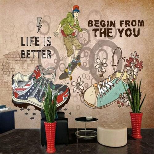 Trend Shoes Skateboard Wallpapers Industrial Decor Graffiti Background Wall Papers Murals Decoration Painting Papel De Parede