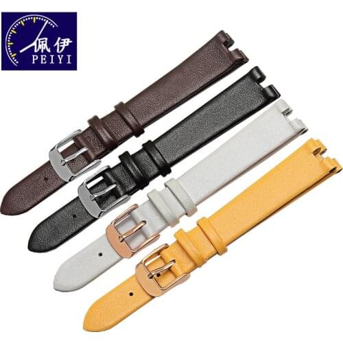 PEIYI Ultra-thin ladys wristband color leather strap soft comfortable concave interface watch chain for Fiyta L590GWWD L586 588