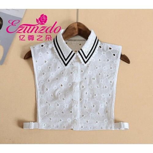 2020 Preppy Style Women Girls Doll Tiered Ruffles Fake Women Lace Collar Pure Color Detachable Lapel Choker Necklace Shirt Fake