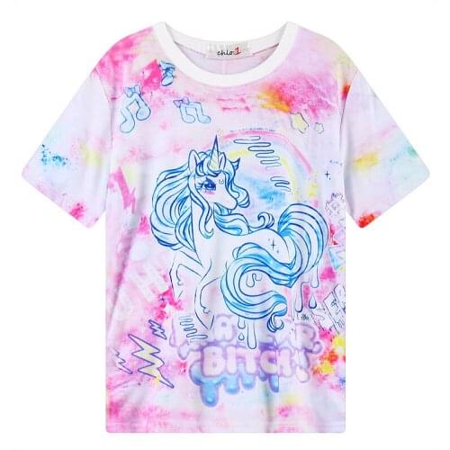 Women Summer Japanese Harajuku T-Shirts Street Style Casual Cartoon Tees for Teens Girls Ladies Short Sleeve Shirt Tops