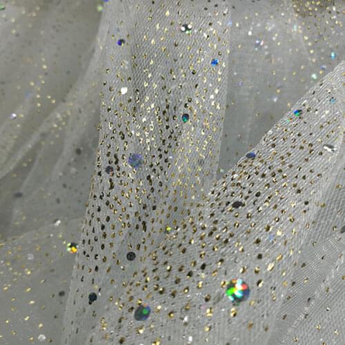 Gold and silver gilt bright pieces of pieces of gauze cloth sheet laser magic stage dress skirt fabric