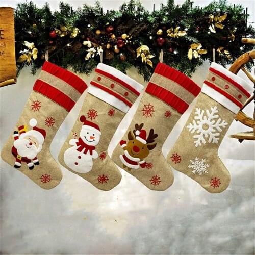 1Pc Christmas Decorations Xmas Gift Bag Christmas Stocking Sack for Home Christmas Party Gift Novelty Socks New Year 2021Gift