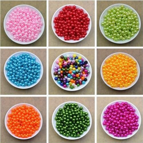 1000pcs/lot Size 8mm Colorful Straight Hole Round Beadst ABS Plastic Ball Imitation Pearl Bead For Kid DIY Jewelry Accessories