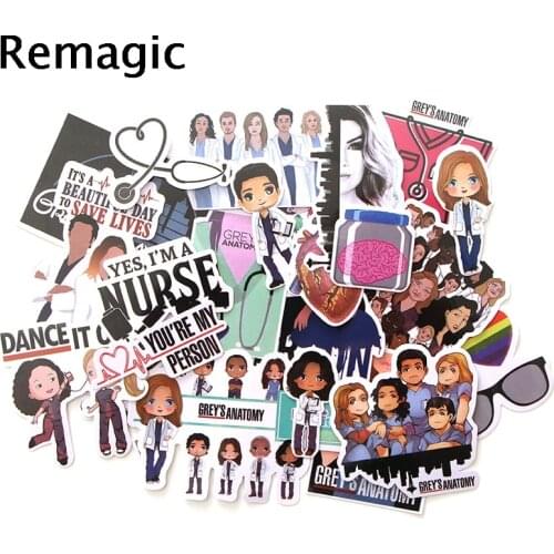 24pcs Greys Anatomy Cartoon scrapbooking Stickers packs Waterproof Skateboard Suitcase Guitar Graffiti decals pasters Kid Toy
