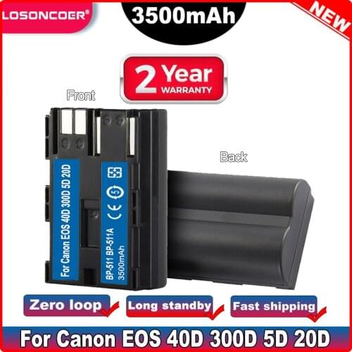 3500mAh BP-511 BP-511A BP 511A for Camera Battery BP511 For Canon EOS 40D 300D 5D 10D 20D 30D 40D 50D G6 G5 G3 G2 G1 L10 MV300i