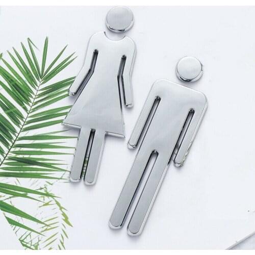 2PCS 3D DIY MEN & WOMEN Toilet/Bathroom/Restroom/WC Door Sign Plates Self Adhesive Indicator Plaque Entrance Sign Sticker 12x4CM