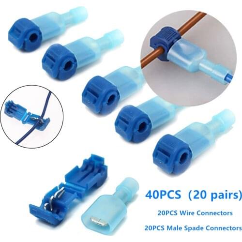 40 Pcs (20pairs) Quick Splice Wire Connector Electrical Cable Connectors Snap Splice Lock Wire Crimp Terminals Waterproof