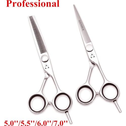 5.0 5.5 6.0 7.0 Hair Scissors 440C Professional Hairdressing Scissors Barber Thinning Shears Hair Cutting Scissors Set 1021