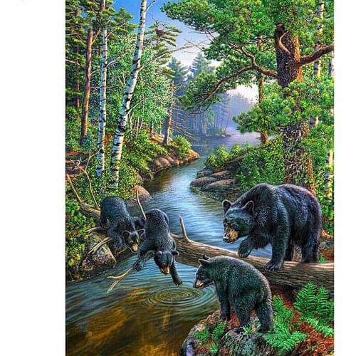 NEW Full Round Diamond 5D DIY Diamond Painting Embroidery Cross stitch Bear Rhinestone Mosaic Painting Decor Gifts Wedding