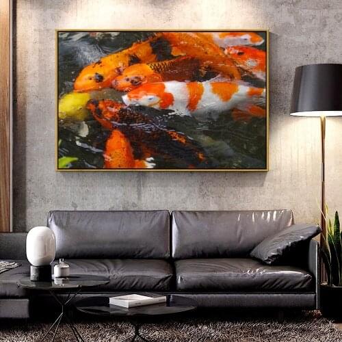Artcozy Pond Algae Eater Fish Oil Canvas Painting for Home Decoration Wall Art Canvas Printings Spray Painting Animal Single
